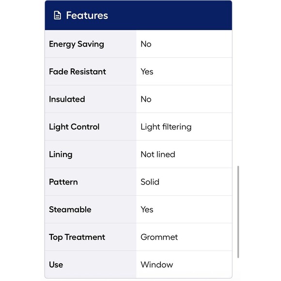 Style Selections 84" Light Filtering Grommet Single Curtain Panel Navy - Picture 11 of 11